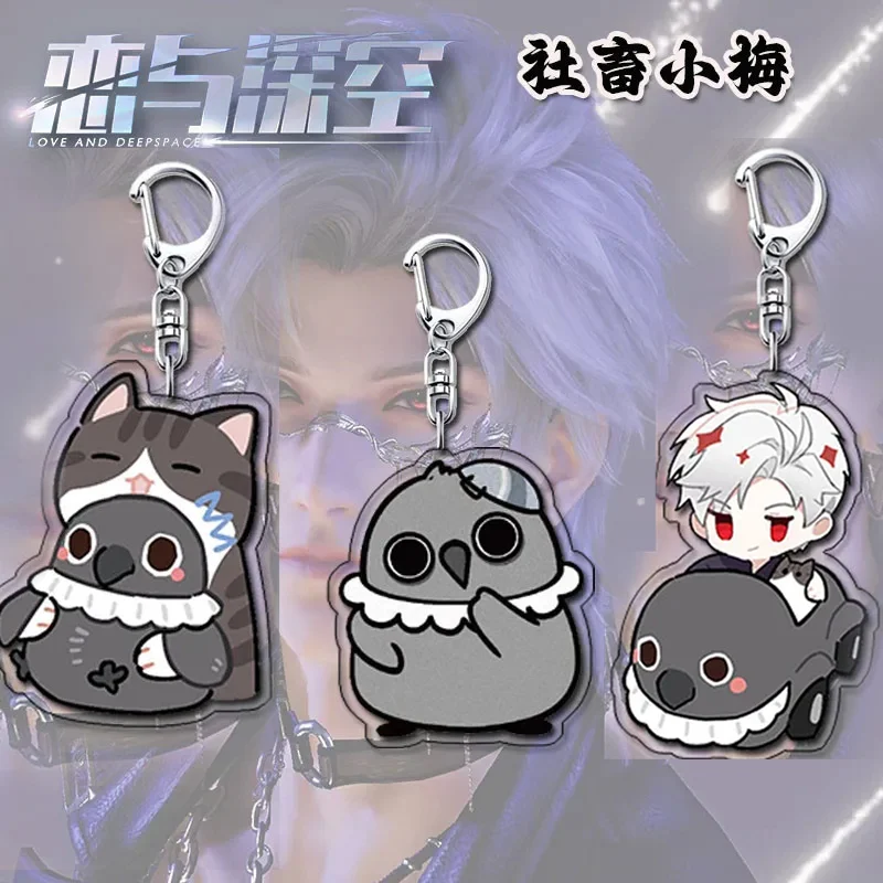Game Love and Deepspace Sylus Grumpy Crow Xiaomei Cosplay Keychains Phone Chain Pendant Keyring Key Chain Accessories Prop Gifts