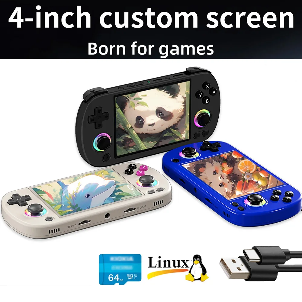 RG40XX H Handheld Game Console 4.0-in 640*480 IPS Screen 3200mAh 64 Bit System With RGB Light Built in 5K+Games RG40XXH emulator