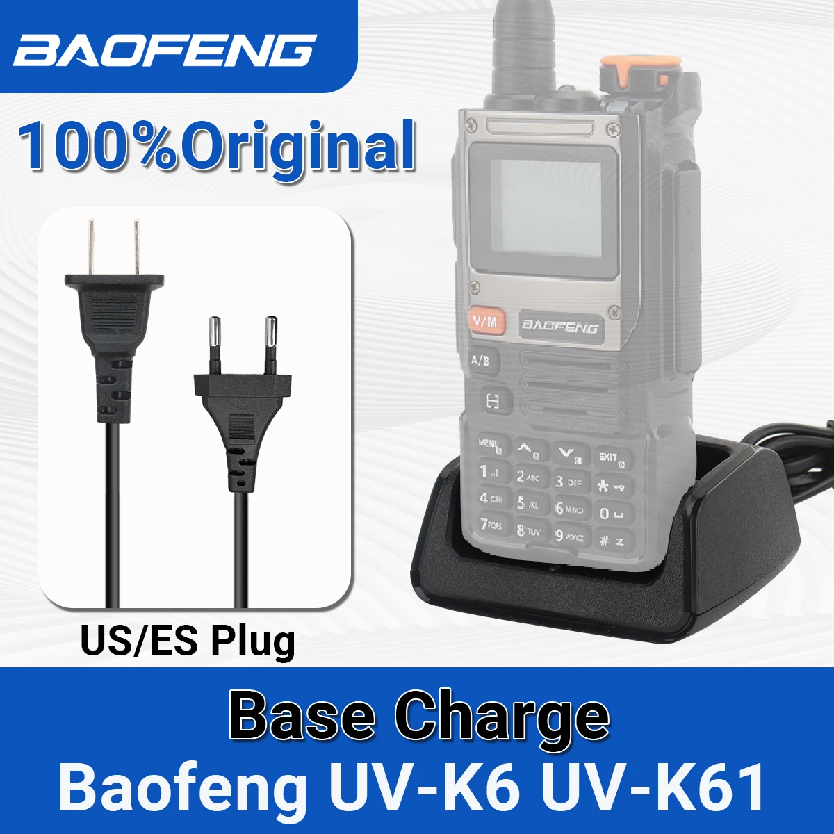 Baofeng Original UV-K61 Desktop Charger US/EU Plug Base Battery Charger For Baofeng UV-K6 UV-K61 Walkie Talkie