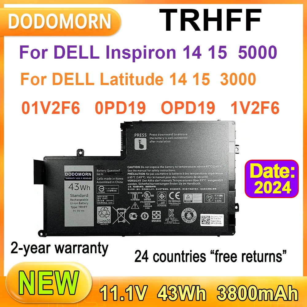 TRHFF-batería para portátil DELL Inspiron 14 5445/5447/5448/5457 15 5545/5547/5548/5557 Latitude 14-3450 15-3550 43Wh 3800mAh, nueva