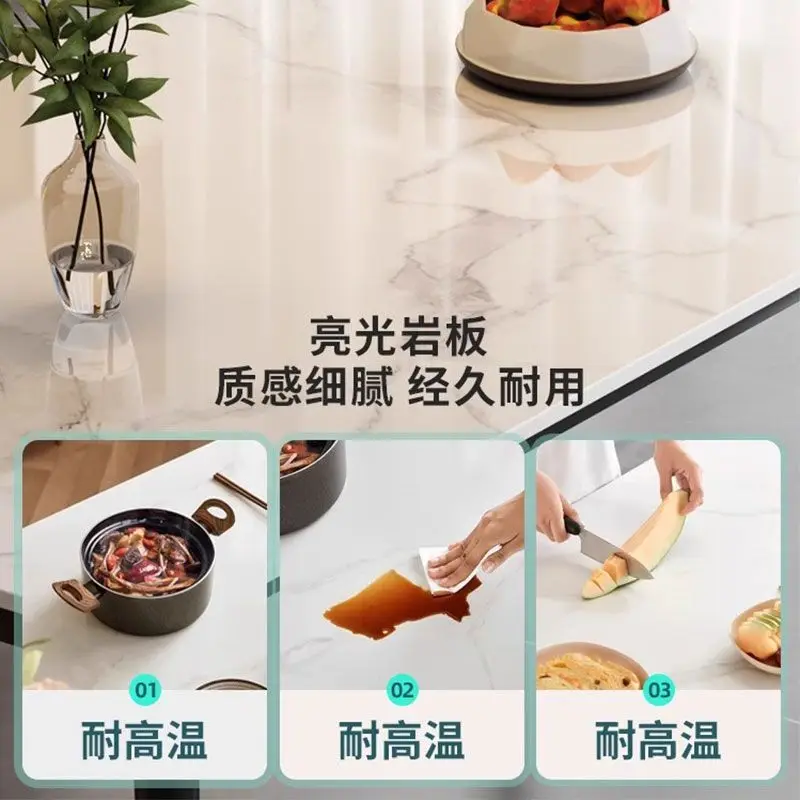 Integrated frame rock slab dining table rectangular small apartment dining table and chair combination table