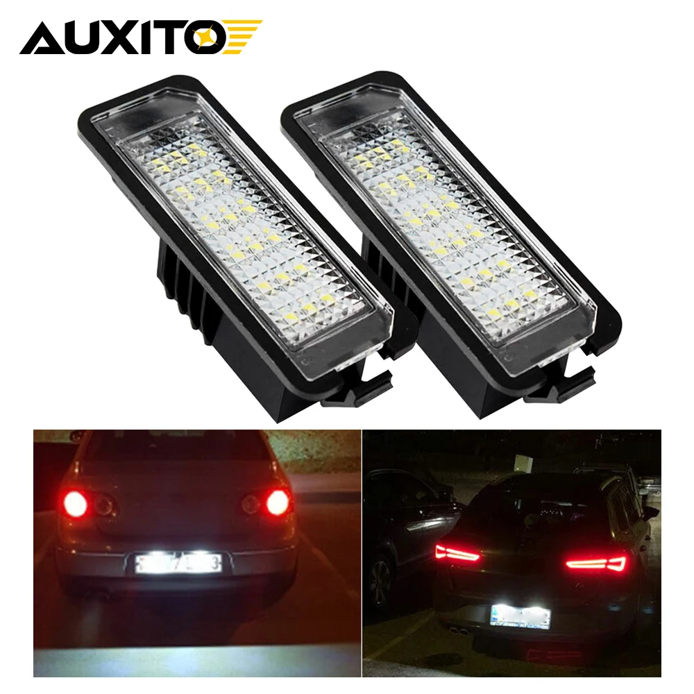 AUXITO 2Pcs 12V Car LED License Plate Light Lamp Canbus For VW CC New Beetle Eos Polo Golf 4 5 6 GTI Mk4 MK4 MK6 Scirocco Rabbit - view 2