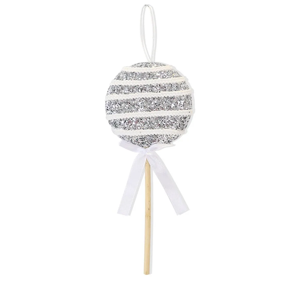 

Large Christmas Lollipop Pendant Foam Cartoon Sequins Lollipop Ornament Exquisite Red White Xmas Candy Hanging Decor
