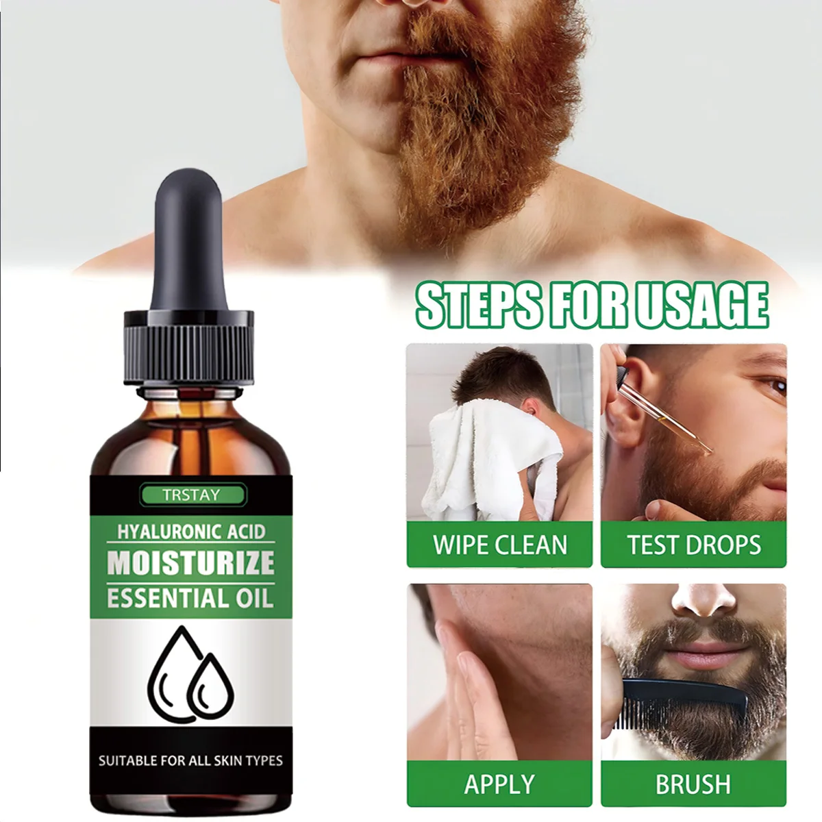 100%Natural Accelerate Facial Hair Grow Beard Essential Oil Hair and Beard Growth Oil Men Beard Grooming Products Skin Care - view 4