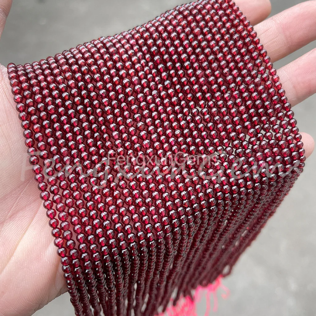 2~2.2mm Round Natural Stone Beads Red Garnet Loose Spacer Beads for Jewelry Making Supplies DIY Bracelet Accessories