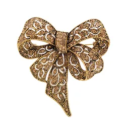 women rhinestone studded bow brooch, fashionable clothing accessories pins jewelry