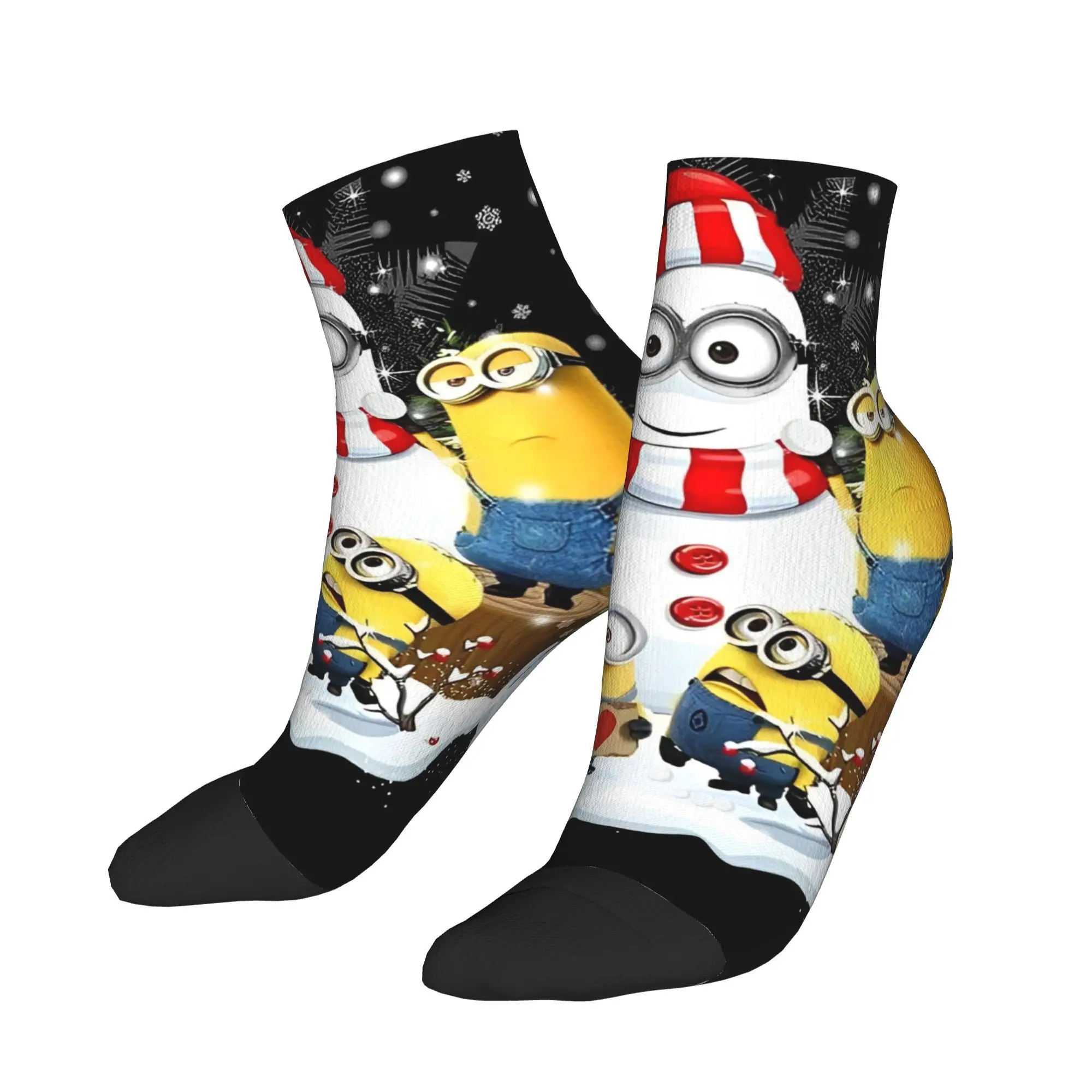 

Носки до щиколотки для взрослых и мужчин, рождественские милые повседневные носки с героями мультфильмов «Миньоны», желтые противоскользящие весенние спортивные носки для бега с большими глазами