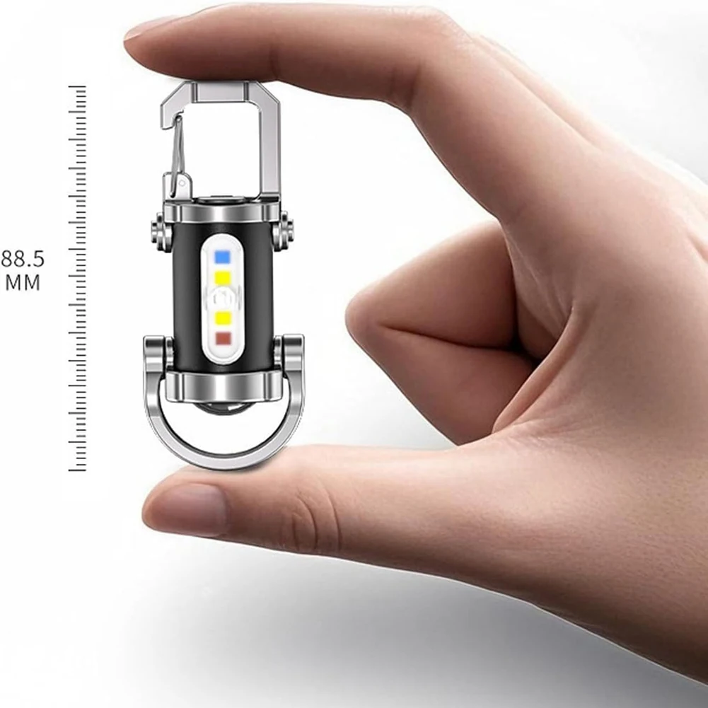 Portable USB Rechargeable Keychain Flashlight with Bright LED Light for Outdoor Camping Hiking and Everyday Use