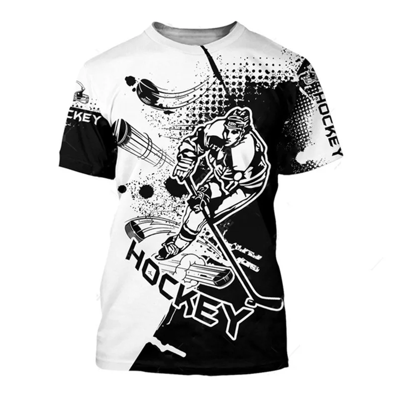 

New Summer Sport Hockey Picture Men T-Shirts Casual 3D Print Tees Hip Hop Personality Round Neck Short Sleeve Amusing Tops