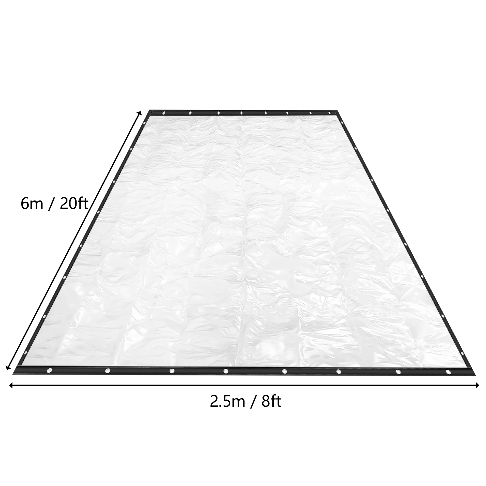 Transparent PVC Rainproof Tarpaulin 2.56m 0.5mm Thick Black 80cm Hydrostatic Pressure Clear Patio Waterproof Curtain High Light Transmittance Outdoor Weather Resistant Cover For Patio Porch Deck
