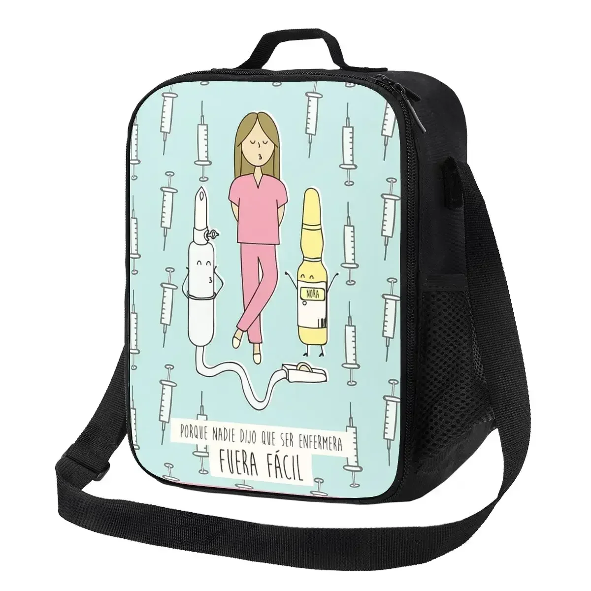 Cartoon Ladies Nurse Doctor Printed Insulated Lunch Bag for School Office Resuable Thermal Cooler Lunch Box Women Children