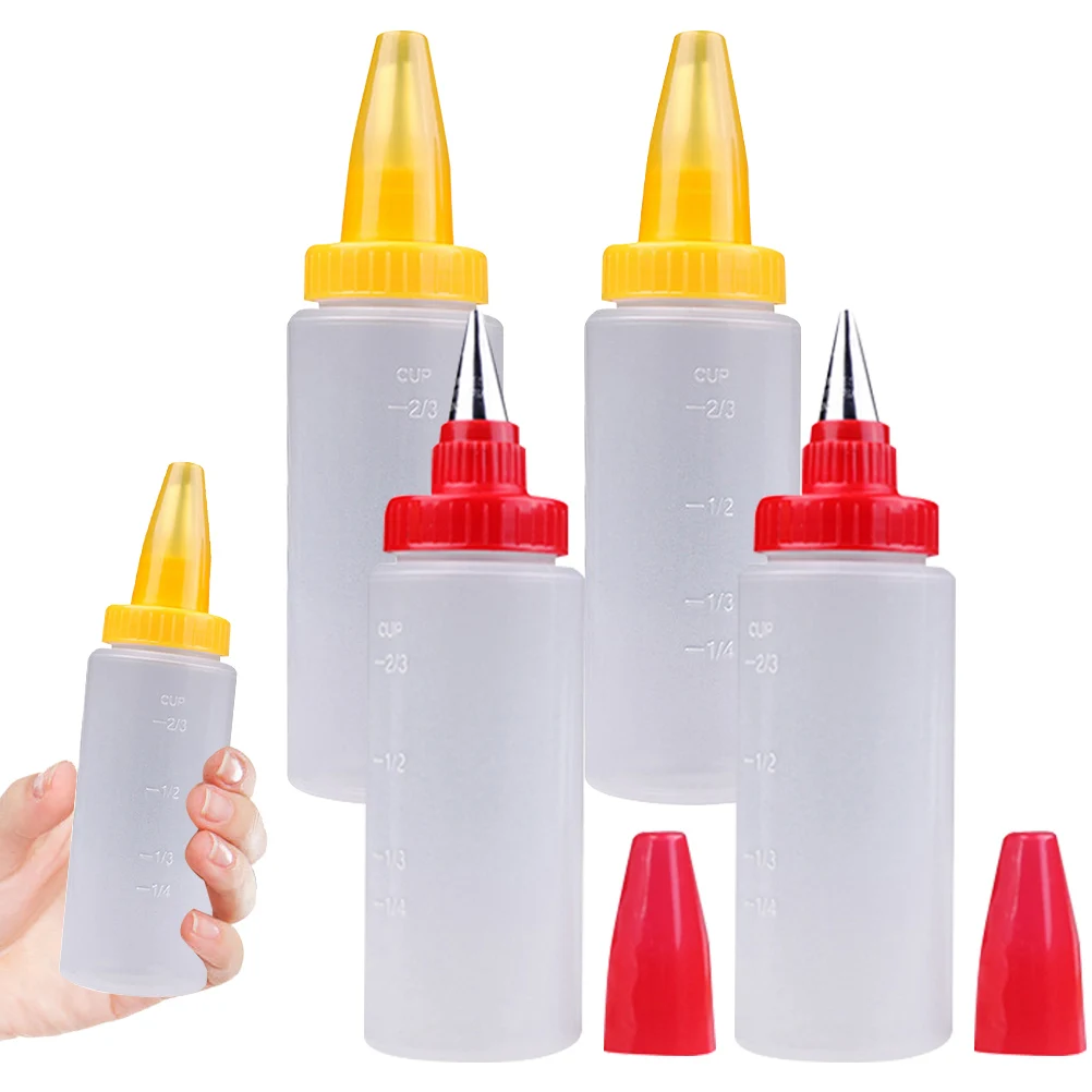 

4pcs Transparent Dispensing Bottle Multi-Function Icing Tool For Cake Decorating Baking Accessory Household Squeeze Bottle
