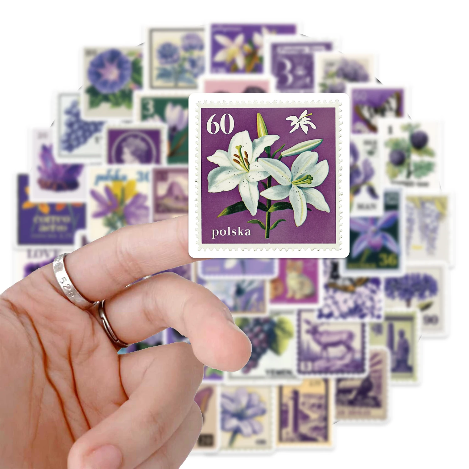 50pc roxo retro selo diversão adesivos diy caso de telefone portátil copo água computador brinquedo adesivos