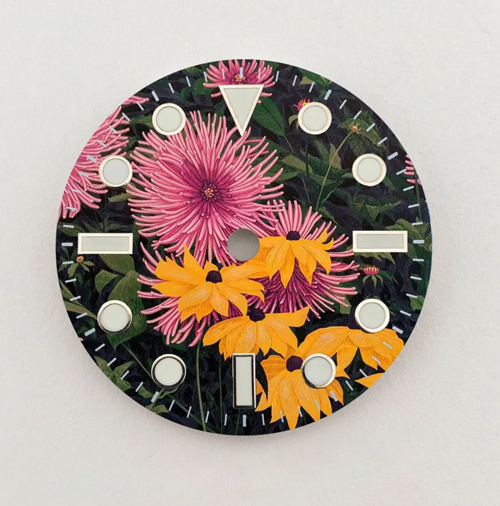 28.5mm Dial NH35 Dial Creative Flower Dial NH36 Dial Colour Dial Fit NH35/NH36 Movement Watch Parts Replacement Custom LOGO Dial