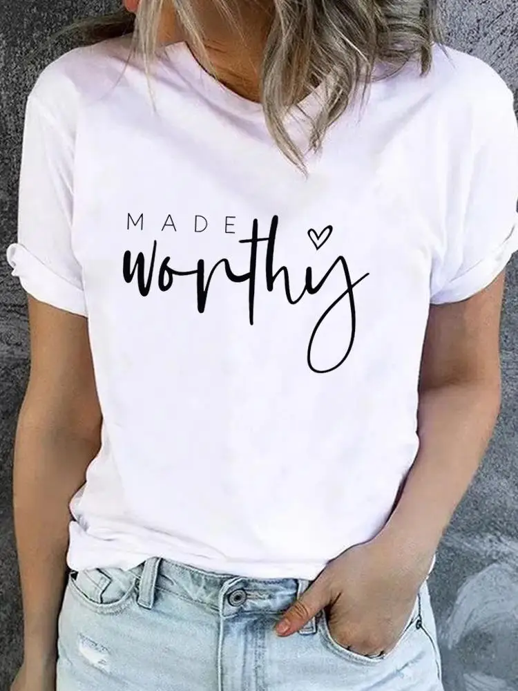 

Letter Sweet Lovely Style Trend Clothes Women Graphic Short Sleeve T-shirt Ladies Print T Shirt Fashion Basic Tee Top Clothing