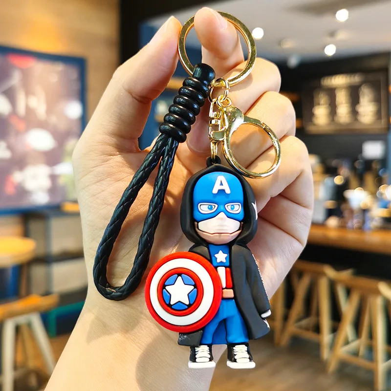 Action Figure Spider Man Keychain Captain America Keyring Bag Pendant Avengers Car Key Ring Wholesale Spiderman Toy Boy Kid Gift