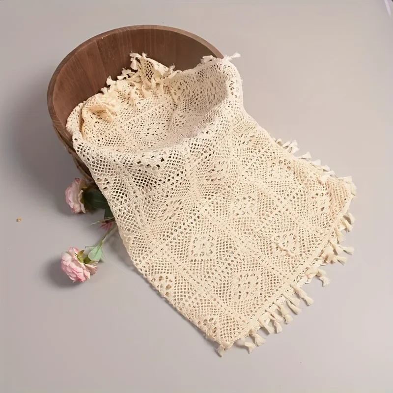 

2-размерный фон для фотосъемки, ткань, реквизит для фотосъемки новорожденных, бежевое богемное плетеное одеяло с резным узором, аксессуары для фотографий