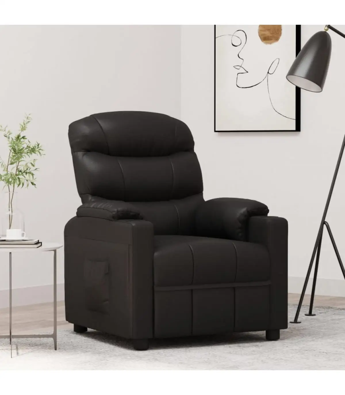 Black synthetic leather recliner armchairs