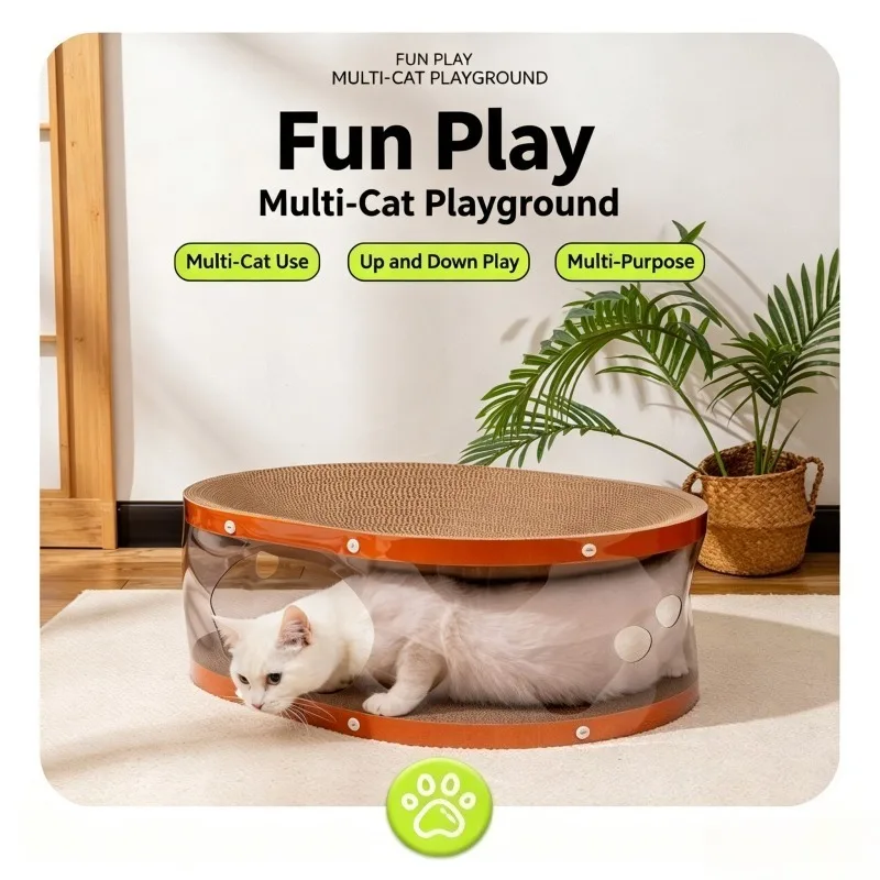 Double Layer Transparent Tunnel Cat Scratcher House Wear Resistant No Debris Sofa Protector For Indoor Kitten Self Play
