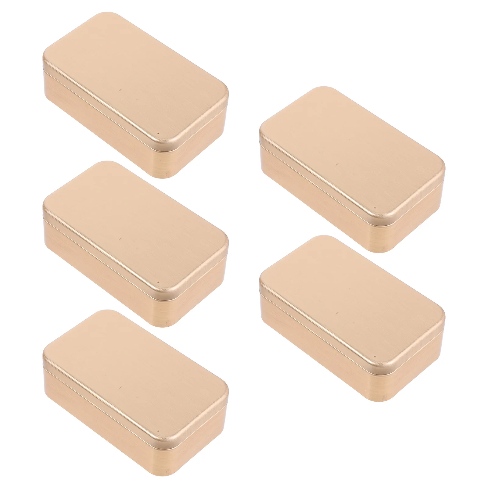 

5Pcs Rectangular Brushed Small Metal Tin Boxes Secure Lid Storage Container for Jewelry Cosmetics Small Essentials