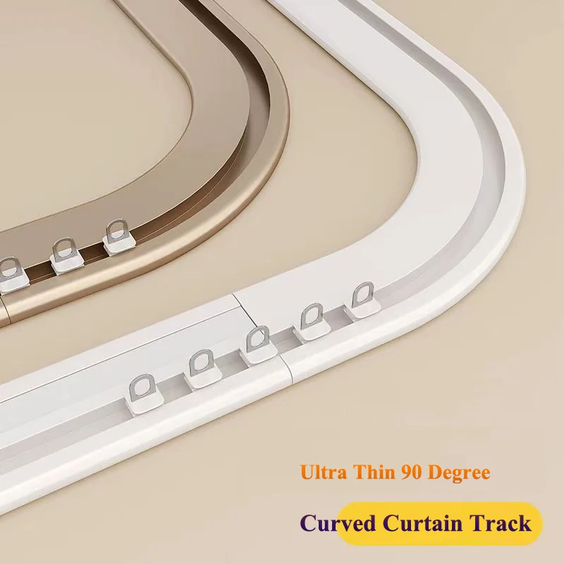 

2025 New Coming 6MM Ultra Thin 90 Degree Curved Invisible Curtain Track Set Silent Sliding Rail For Bedroom/Living Room ﻿