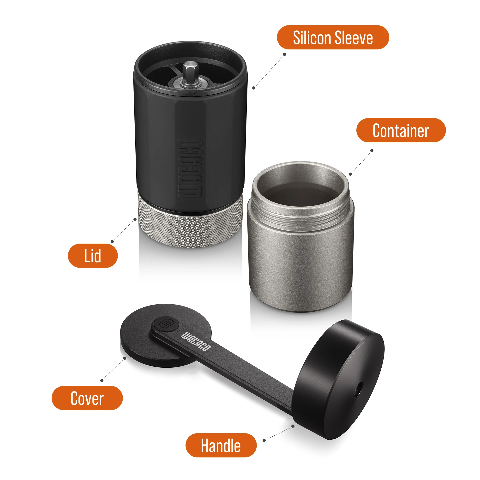 WACACO Exagrind, Portable Manual Coffee Grinder with Stainless Steel Conical Burr, Mini grinder
