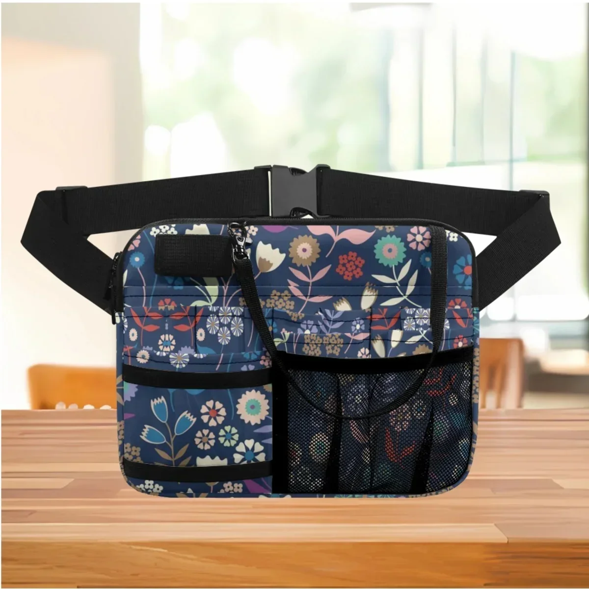 Vintage Floral Designer Ladies Waist Bag Adjustable Casual Portable Practical Hospital Work Belt Bag Tool Holder Bolsa Feminina