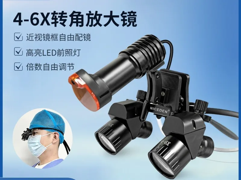 Angled Binocular Loupes, Eyeglass Frame Surgical Magnifier for Dental, ENT & Orthopedics