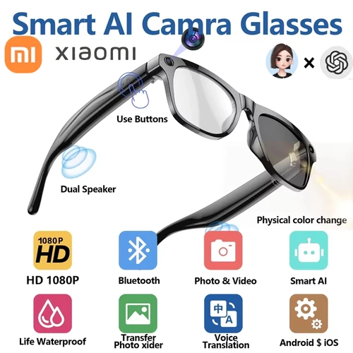 Xiaomi Mijia 4K HD cambio de Color AI gafas inteligentes Chat GPT 100MP cámara Bluetooth llamada asistente de voz Control gafas inteligentes