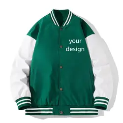 Custom Photo 2026 Spring Autumn Men's Pilot Couple Baseball Jacket University Varsity Sans Print Casual Korean Clothes Pink Tops
