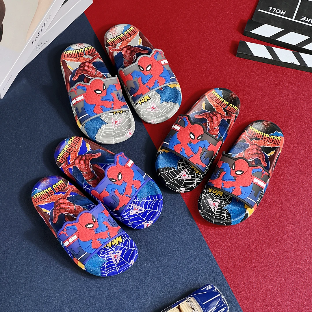 Cartoon Anime Children\'s Toddler Slippers Superhero Pattern Open Toe Sandals For Boys And Girls Slides