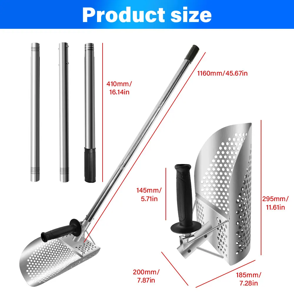 Stainless Steel Sand Scoop for Metal Detecting, Beach Finding Scoop, Garden Utensil Gadget & Outdoor Equipment Supplies