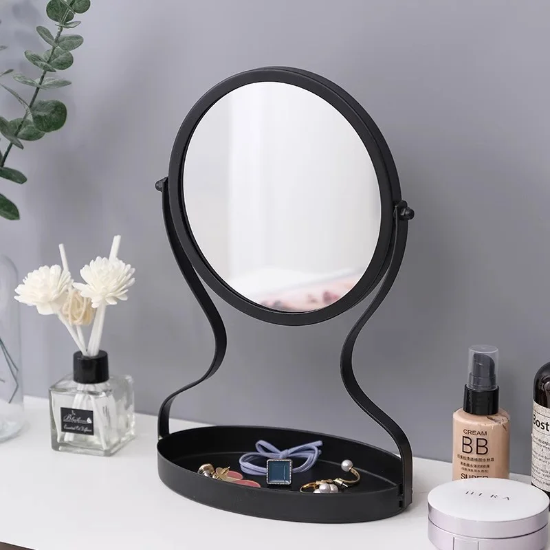 

Small Luxury Makeup Mirror Table Bedroom Nordic Metal Makeup Mirror Aesthetic Girls Espejo Maquillaje Luz House Accessories