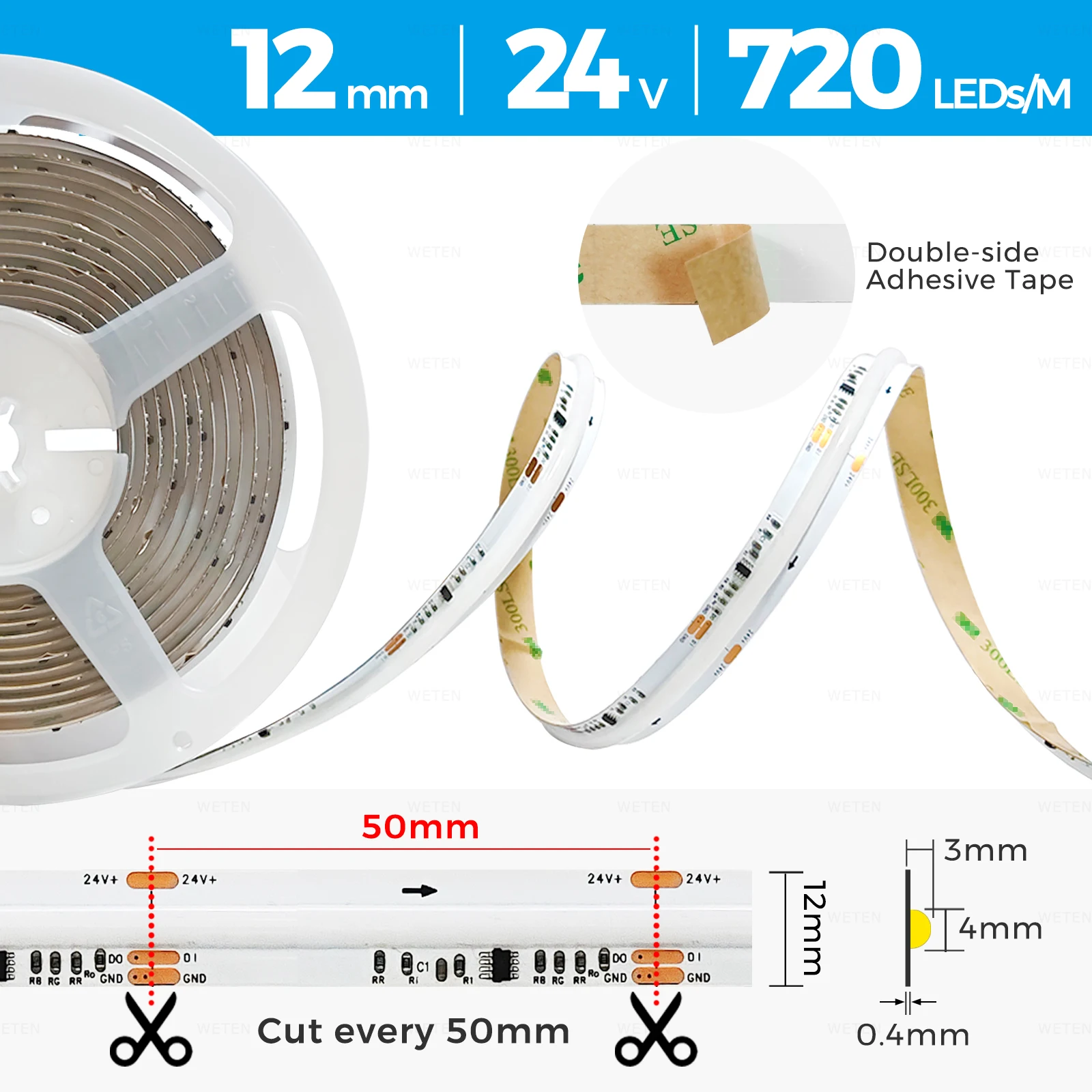 Tuya Smart WIFI RGBIC Addressable RGB COB LED Strip Light Kit APP Voice Control Support Alexa Google Home 24V WS2811 10M 20M 25M