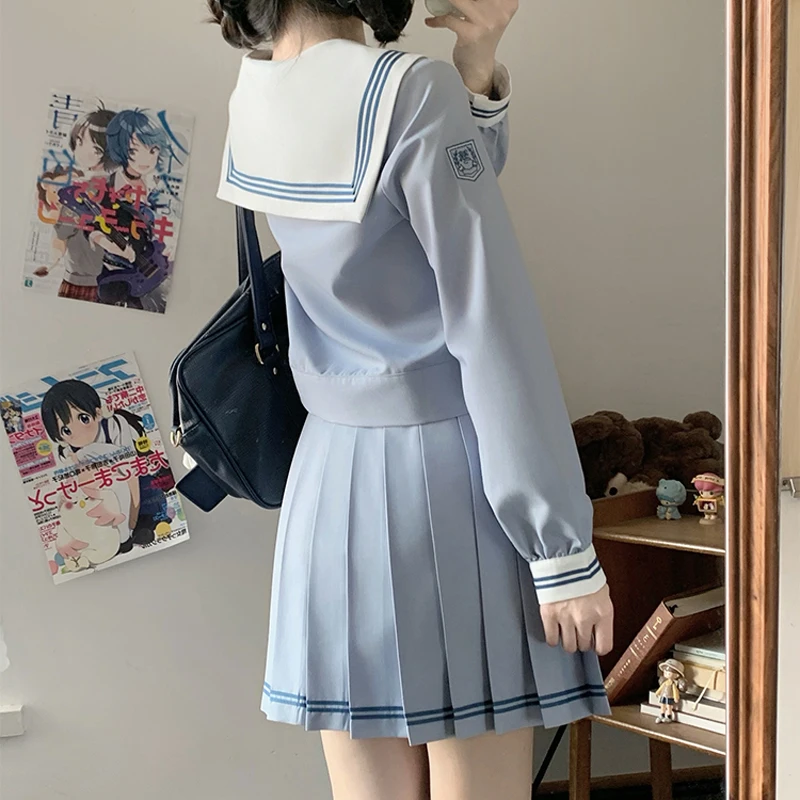 Studente Vestito da marinaio Uniforme scolastica da donna Ragazza giapponese Abiti da marinaio Maniche lunghe Uniformi coreane Jk Set di abiti Seifuku