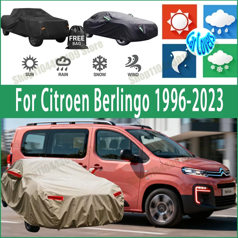 

For Citroen Berlingo 1996-2023 car cover Winter Summer Snowproof Dustproof Shield, Waterproof Sunproof Auto Protection Accessory
