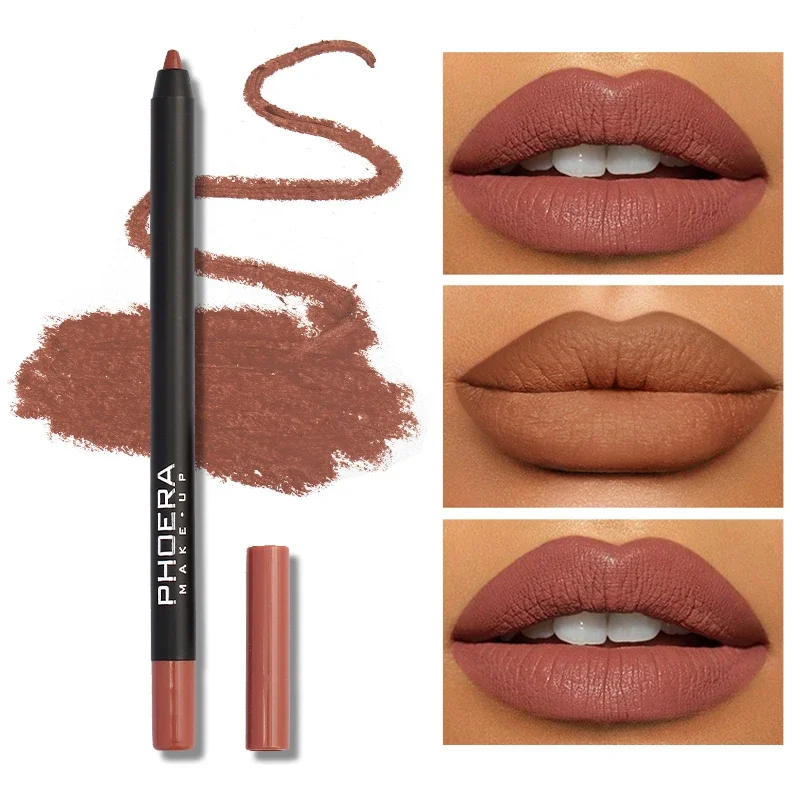 12 Colors Brown Matte Lipsticks Natural Waterproof Lip Liner Pen Contour Makeup Cosmetic Sexy Lip Stick Long Lasting Lipstick