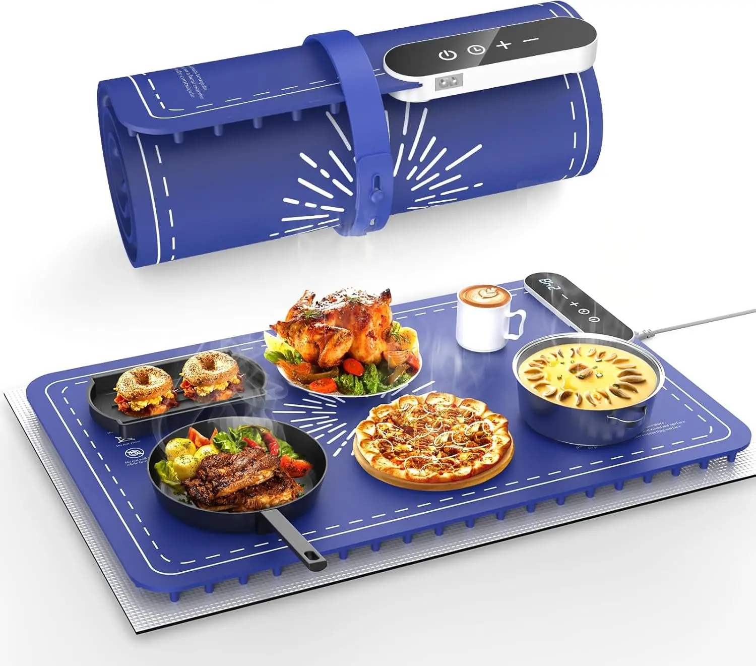 

Warming Mat for Food, Upgrade 248℉ Food Warming Mat, Electric Warming Tray with Insulation Pad and 9-Level Temperature