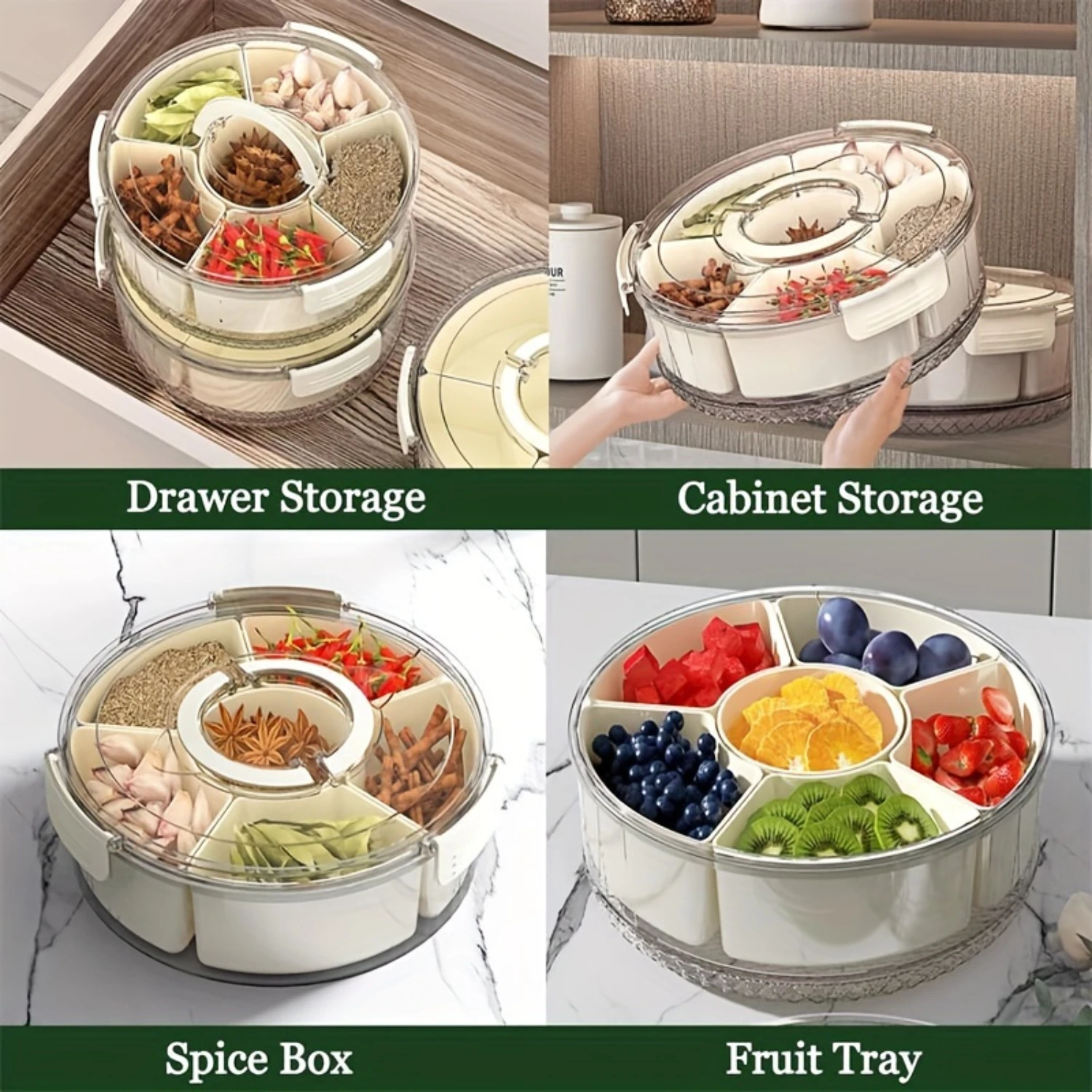 

6-Compartment Rotate Snackle Box Charcuterie Container - Removable Divided for Versatile Food , Perfect for Christmas, Hallowee