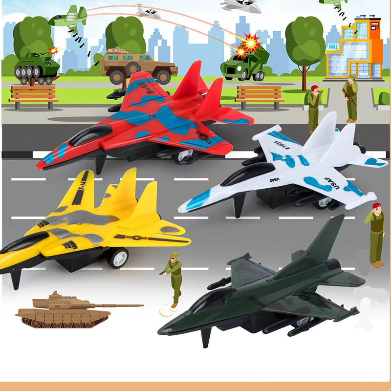 3Pcs/bag Mini Kids Military Camouflage Fighter Aircraft Model Pull Back Aircraft Toys Children's Puzzle Toys Boys Birthday Gifts