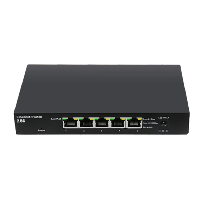 

5-Port 2.5Ghz Gigabit Desktop Switches Box BufferFree Fast File Transfers and Entertainment LagFree 2.5Ghz HUB