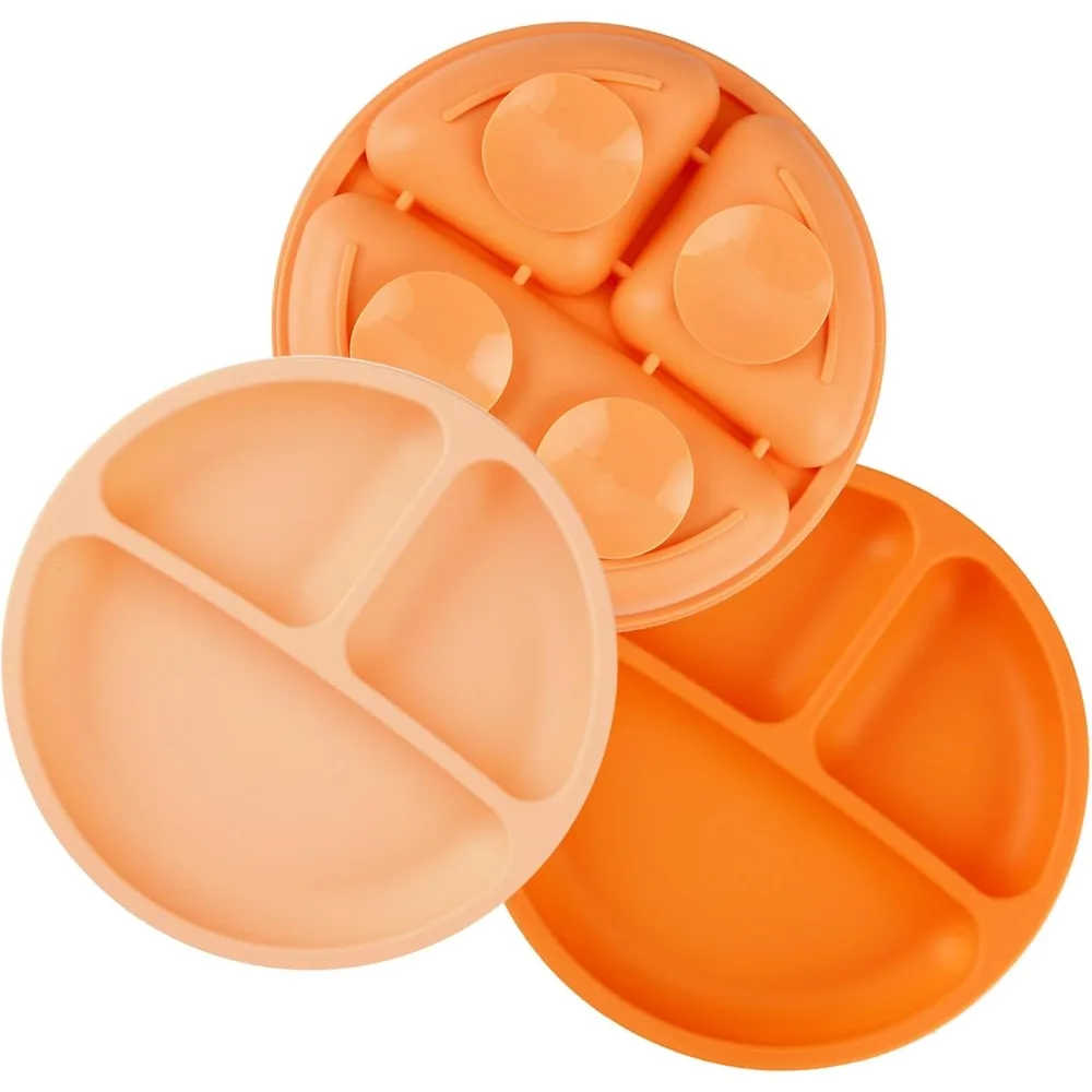 3 Pack Toddler Plates with Suction Base