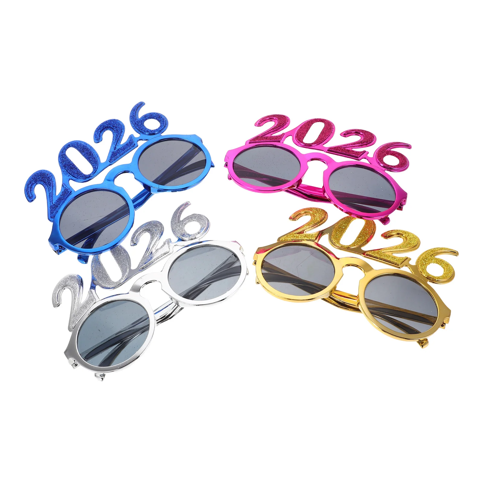 

4Pcs 2026 New Year Sunglasses Sparkly Number Design for Celebration Party Favors Graduation Events Photo Props