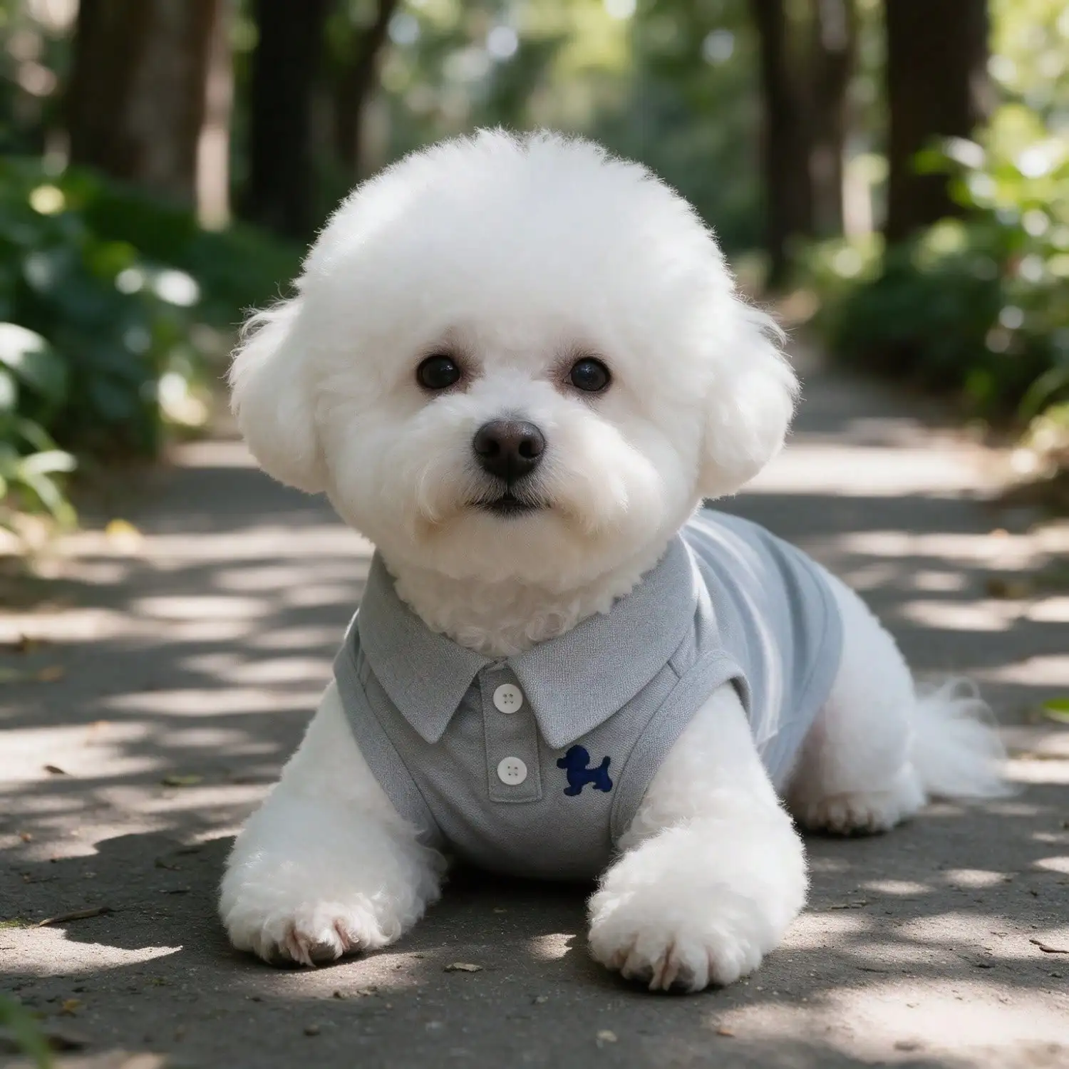 1 Stück graue, ärmellose Polo-Weste für Haustiere, besticktes Hundeshirt für kleine Welpen. – Detail 3
