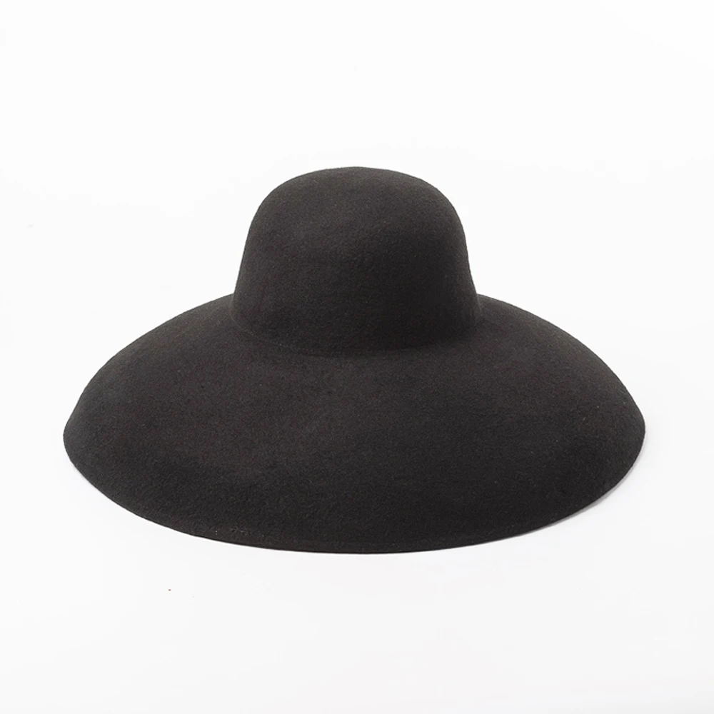 100% wełniany kapelusz filcowy w stylu vintage z szerokim rondem Elegancki wełniany kapelusz — zdjęcie 6