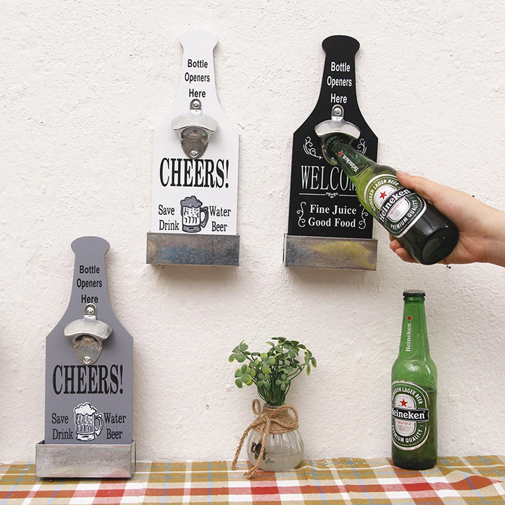 

Wall Mounted Bottle Opener Bamboo Material Retro Fashion Beer Drinking Accessories Opens Easily Home Bar Restaurant