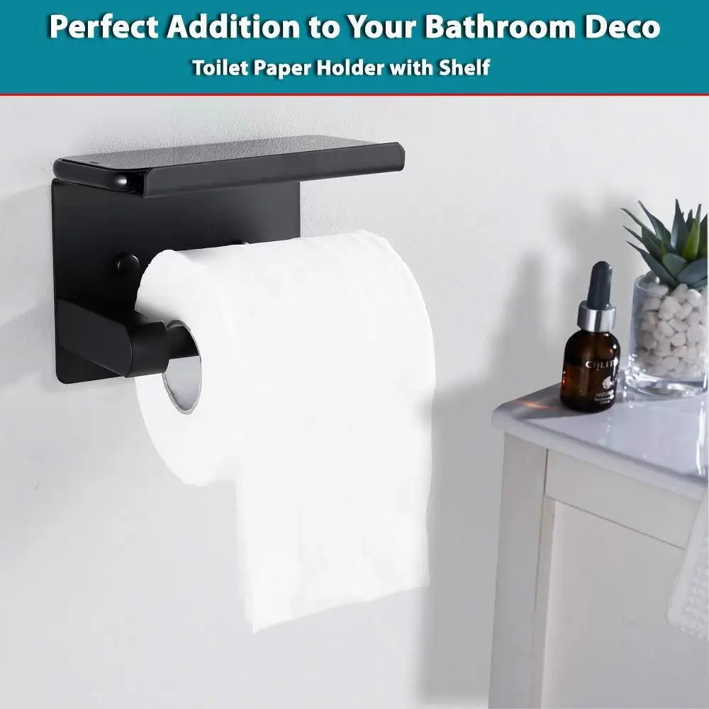 

Non perforated roll paper holder wall mounted tissue holder with phone holder toilet roll paper box toilet