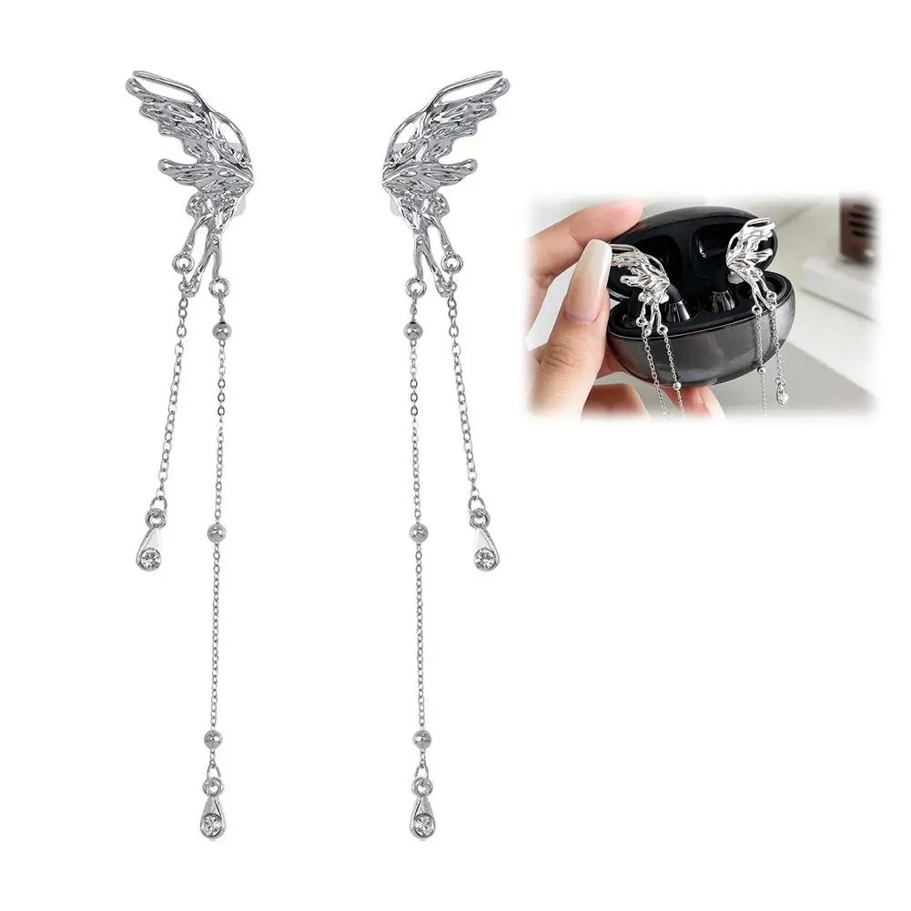 Hexagram Earphone Clip Star Earrings with Rhinestone Decor