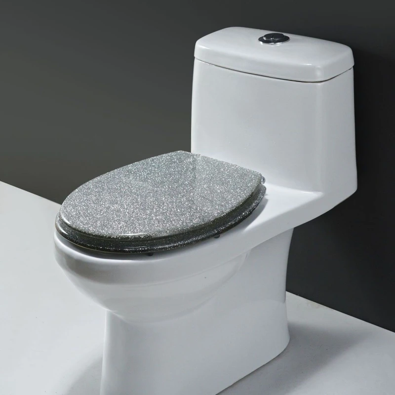 Thickened Plate Toilet Seats Old Fashioned Seat Ring Resin Slowly Lowering Toilet Cover Durable Bathroom Fixture Home Household