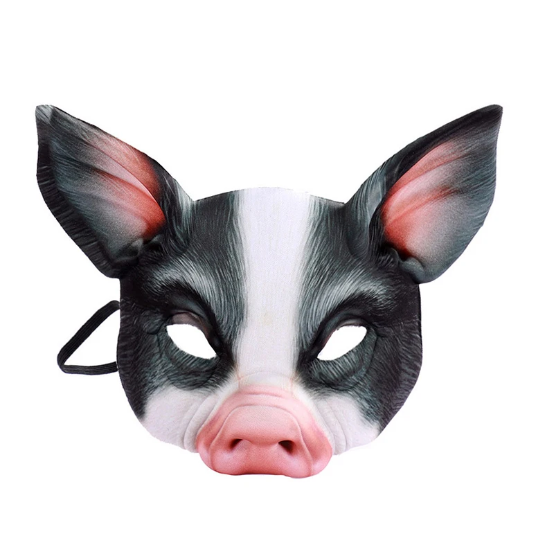 3D Tiger Pig Bunny Rabbit Leopard Half Face Mask Creative Funny Animal Halloween Masquerade Party Cosplay Costume Decor